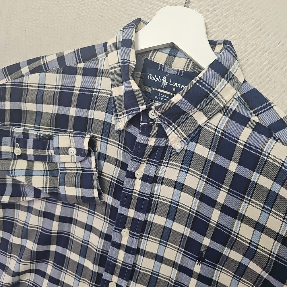 Vintage Ralph Lauren Blake‎ Men's Medium Plaid Flannel Long Sleeve Button Down